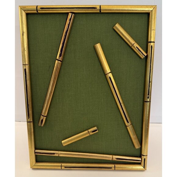 VTG Eaton's Magnetic Gold Gilted Wood Faux Bamboo Magnetic Picture Frame - Green - Picture 1 of 8
